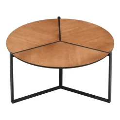Couchtisch 80cm MDF Holzoptik Runder Sofatisch Wohnzimmertisch Beistelltisch