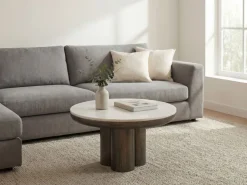 Couchtisch 60cm mit Marmor Platte weiß Wohnzimmertisch Beistelltisch Metall Rund
