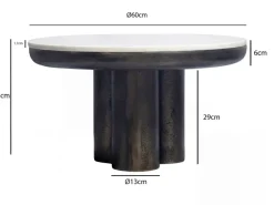 Couchtisch 60cm mit Marmor Platte weiß Wohnzimmertisch Beistelltisch Metall Rund