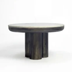 Couchtisch 60cm mit Marmor Platte weiß Wohnzimmertisch Beistelltisch Metall Rund