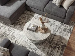 Couchtisch 60cm mit Marmor Platte weiß Wohnzimmertisch Beistelltisch Rund Silber