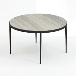 Couchtisch 70cm mit Marmor Platte weiß Wohnzimmertisch Beistelltisch Metall rund