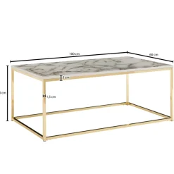 Couchtisch 100cm rechteckig Marmor Optik Metallgestell Wohnzimmertisch
