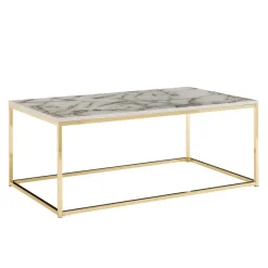Couchtisch 100cm rechteckig Marmor Optik Metallgestell Wohnzimmertisch