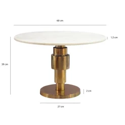 Couchtisch 60cm rund Marmor Wohnzimmertisch Sofatisch Alu Beistelltisch Metall