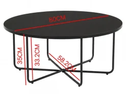 Couchtisch 80cm Rund Schwarz Sofatisch Wohnzimmertisch Beistelltisch Modern