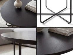 Couchtisch 80cm Rund Schwarz Sofatisch Wohnzimmertisch Beistelltisch Modern