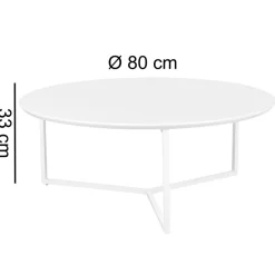 Couchtisch 80cm Rund Weiß Matt Design Wohnzimmertisch Sofa Beistell Tisch