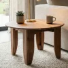 Couchtisch 60cm Sofatisch Akazie Massivholz Wohnzimmertisch Beistelltisch Rund