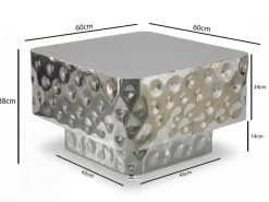 Couchtisch 60cm Sofatisch Metall Wohnzimmertisch Beistelltisch Hammerschlag Alu