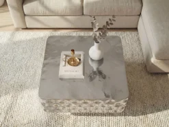 Couchtisch 60cm Sofatisch Metall Wohnzimmertisch Beistelltisch Hammerschlag Alu