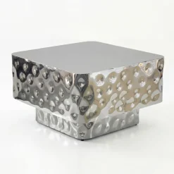 Couchtisch 60cm Sofatisch Metall Wohnzimmertisch Beistelltisch Hammerschlag Alu
