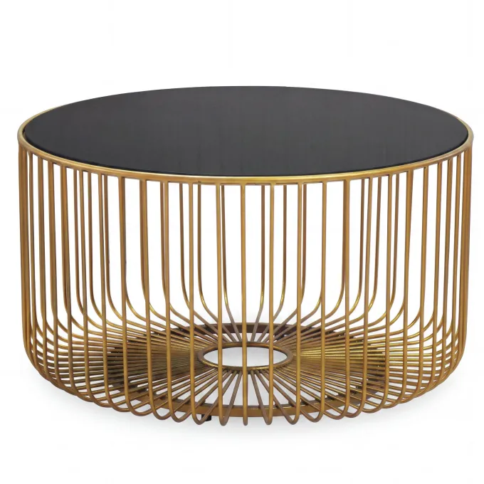 Couchtisch 60cm Sofatisch Metall Glas Wohnzimmertisch Beistelltisch Rund Gold
