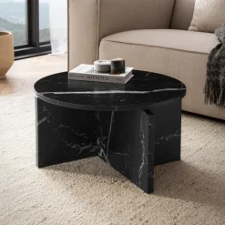 Couchtisch FineBuy 60 cm Wohnzimmertisch Sofatisch Rund Klein Kaffeetisch Modern