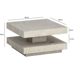 Couchtisch FineBuy 60 cm Wohnzimmertisch Sofatisch Quadratisch Klein Kaffeetisch