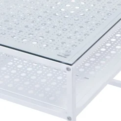 Couchtisch FineBuy Glas Metall 60 cm Quadratisch Wohnzimmertisch Ablage Modern