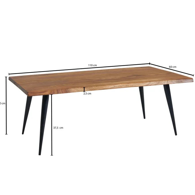 Couchtisch FineBuy Holz Massiv Sofatisch Wohnzimmertisch Tisch Baumkante Modern