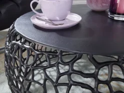 Couchtisch FineBuy Metall Sofatisch Ø 66 cm Tisch Wohnzimmertisch Rund Aluminium