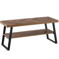 Couchtisch FineBuy Sofatisch 100 cm Braun Fischgrät Wohnzimmertisch Ablage