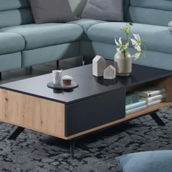 Couchtisch FineBuy Sofatisch 110x60x38 cm MDF Eiche Wohnzimmertisch Schublade