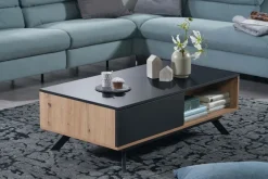 Couchtisch FineBuy Sofatisch 110x60x38 cm MDF Eiche Wohnzimmertisch Schublade