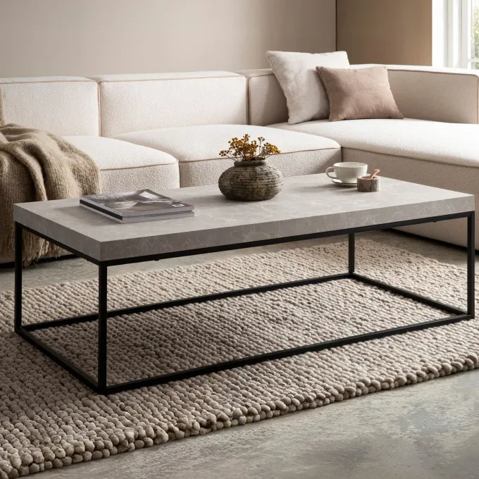 Couchtisch FineBuy Sofatisch 120 cm Wohnzimmertisch Groß Kaffeetisch Modern
