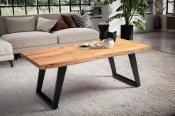 Couchtisch FineBuy Sofatisch 120 cm Baumkante Akazie Massivholz Wohnzimmertisch