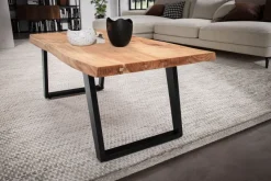 Couchtisch FineBuy Sofatisch 120 cm Baumkante Akazie Massivholz Wohnzimmertisch