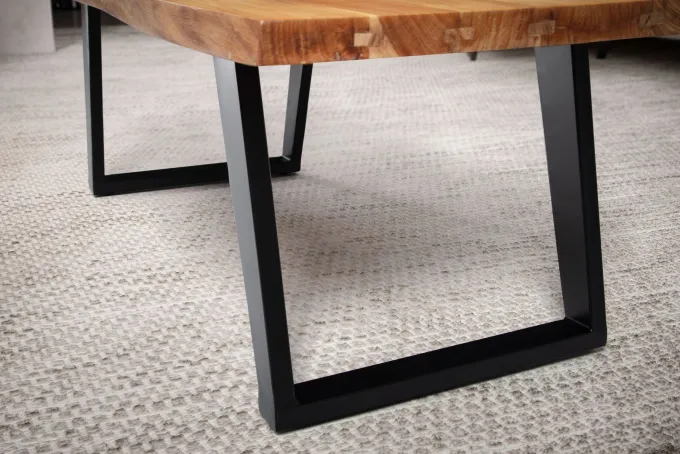 Couchtisch FineBuy Sofatisch 120 cm Baumkante Akazie Massivholz Wohnzimmertisch
