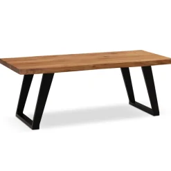 Couchtisch FineBuy Sofatisch 120 cm Baumkante Akazie Massivholz Wohnzimmertisch