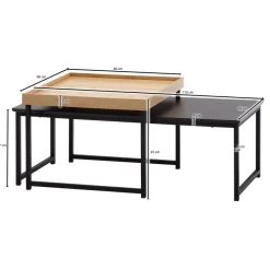 Couchtisch FineBuy Sofatisch 2er Set Holz Metall Satztisch Tisch Modern Design