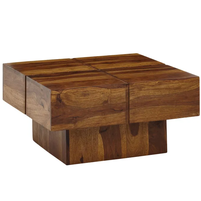 Couchtisch FineBuy Sofatisch Massivholz 57,5x57,5x30 cm Wohnzimmertisch Tisch