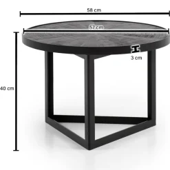 Couchtisch FineBuy Sofatisch 58x58x40 cm Massivholz Schwarz Wohnzimmertisch Rund