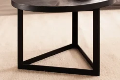 Couchtisch FineBuy Sofatisch 58x58x40 cm Massivholz Schwarz Wohnzimmertisch Rund