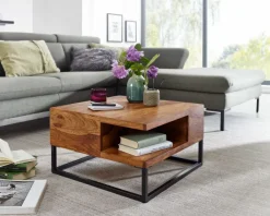 Couchtisch FineBuy Sofatisch Holz Massiv 60x60x34,5 cm Wohnzimmertisch Tisch