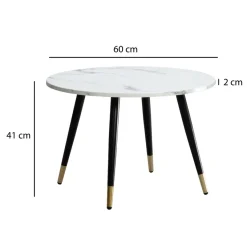 Couchtisch FineBuy Sofatisch Marmor Optik 60 cm Wohnzimmertisch Rund Tisch