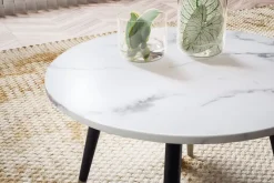 Couchtisch FineBuy Sofatisch Marmor Optik 60 cm Wohnzimmertisch Rund Tisch