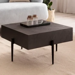 Couchtisch FineBuy Sofatisch Steinoptik Anthrazit 64x64x35 cm Wohnzimmertisch