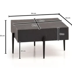 Couchtisch FineBuy Sofatisch Steinoptik Anthrazit 64x64x35 cm Wohnzimmertisch