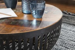 Couchtisch FineBuy Sofatisch 70 cm Tisch Holz Massiv Metall Wohnzimmertisch