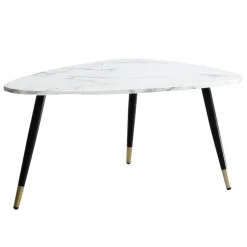 Couchtisch FineBuy Sofatisch Marmor Optik 90 cm Wohnzimmertisch Tisch Dreibein