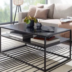 Couchtisch FineBuy Sofatisch 100x60x45 cm Metall Wohnzimmertisch Tisch Stauraum