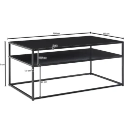 Couchtisch FineBuy Sofatisch 100x60x45 cm Metall Wohnzimmertisch Tisch Stauraum