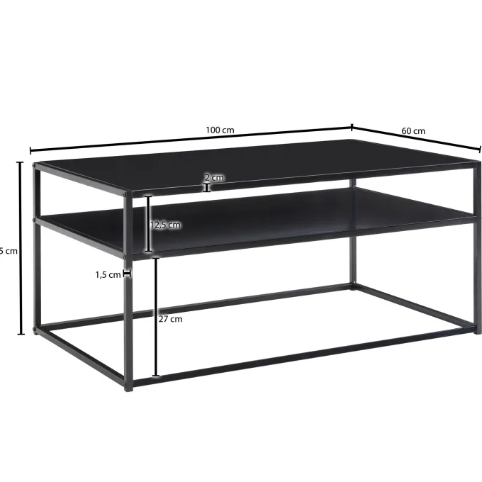 Couchtisch FineBuy Sofatisch 100x60x45 cm Metall Wohnzimmertisch Tisch Stauraum