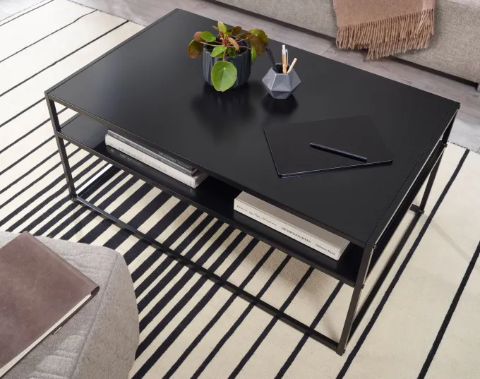 Couchtisch FineBuy Sofatisch 100x60x45 cm Metall Wohnzimmertisch Tisch Stauraum