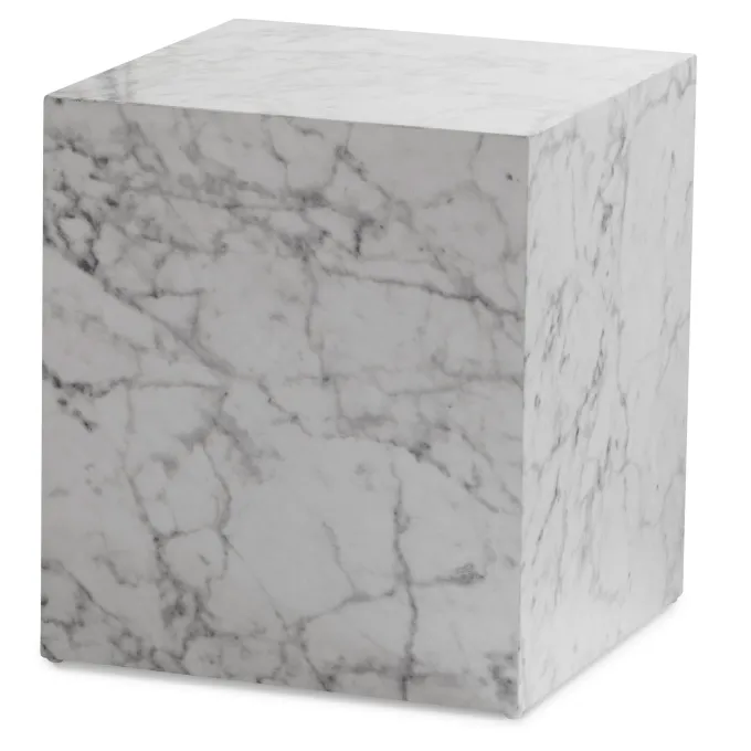 Couchtisch FineBuy Sofatisch MONOBLOC Marmor Optik 40x40x45 cm Wohnzimmertisch