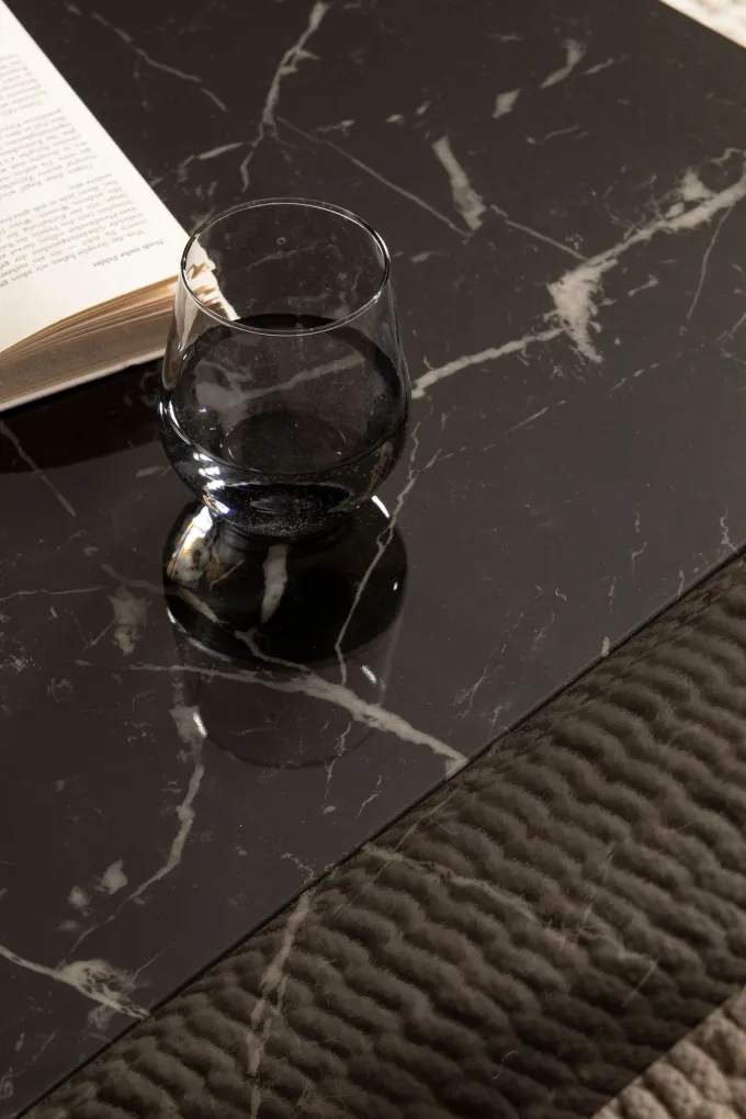 Couchtisch FineBuy Sofatisch MONOBLOC Marmor Optik 60x60x35 cm Wohnzimmertisch