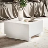 Couchtisch FineBuy Sofatisch MONOBLOC Weiß Hochglanz 60x60 cm Wohnzimmertisch