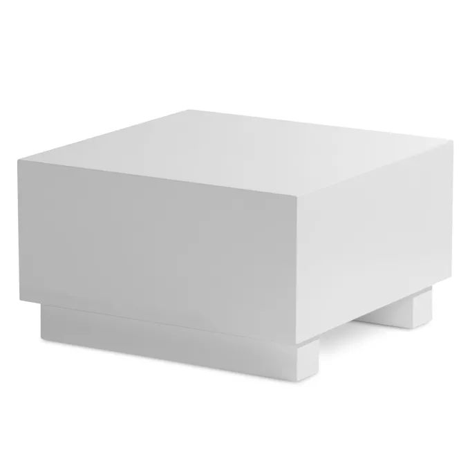 Couchtisch FineBuy Sofatisch MONOBLOC Weiß Hochglanz 60x60 cm Wohnzimmertisch