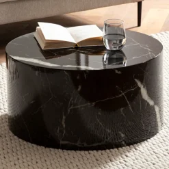 Couchtisch FineBuy Sofatisch MONOBLOC 60 cm Wohnzimmertisch Rund Loungetisch